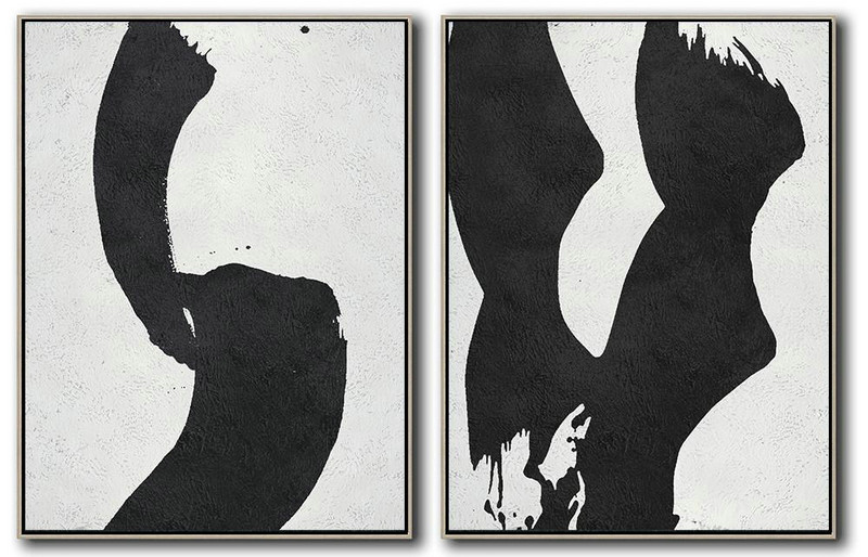 Handmade Painting Large Abstract Art,Set Of 2 Minimal Painting On Canvas - Colorful Wall Art